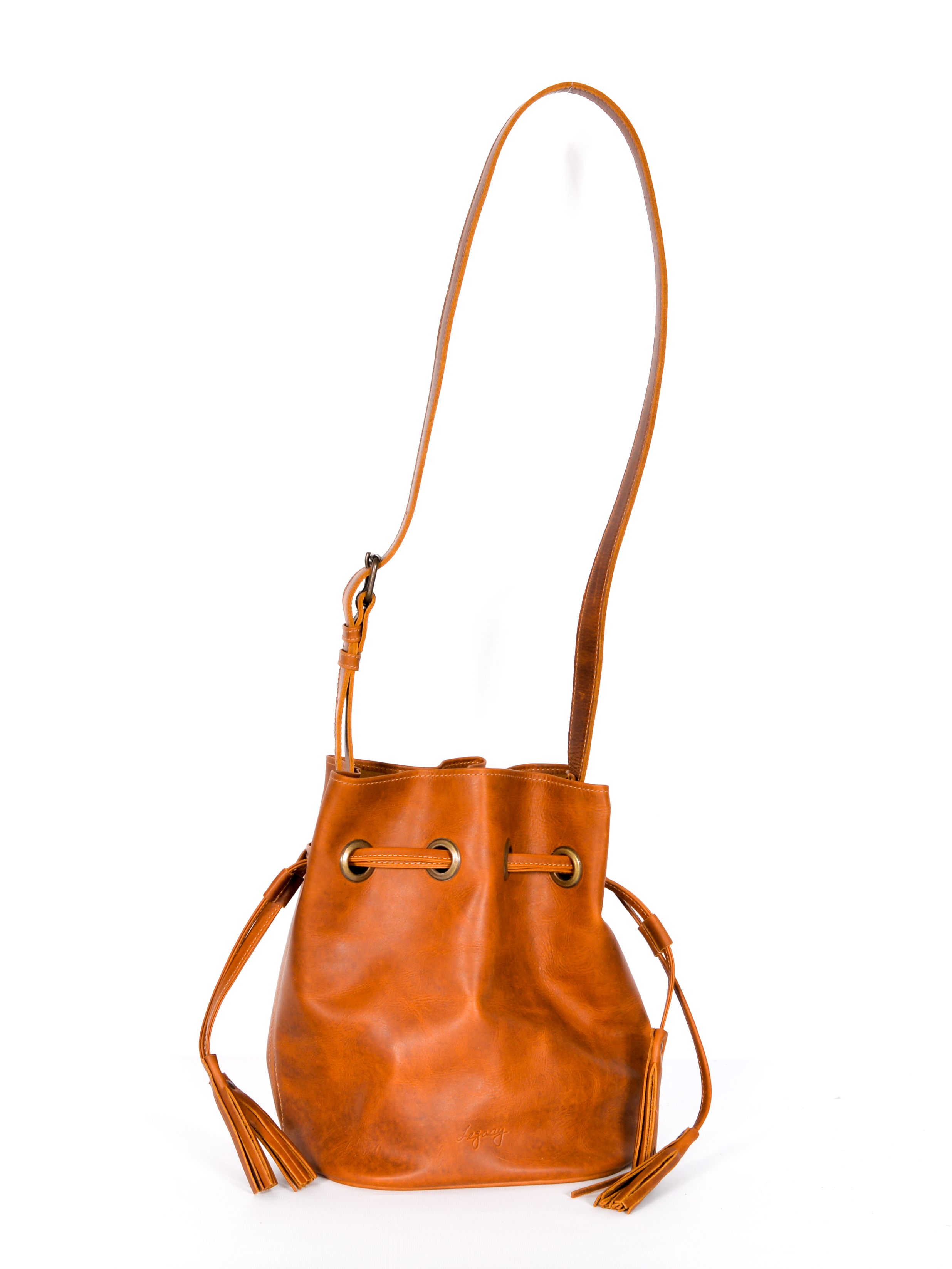 Leather Drawstring Bucket Bag - The Correa by the Oak River Company